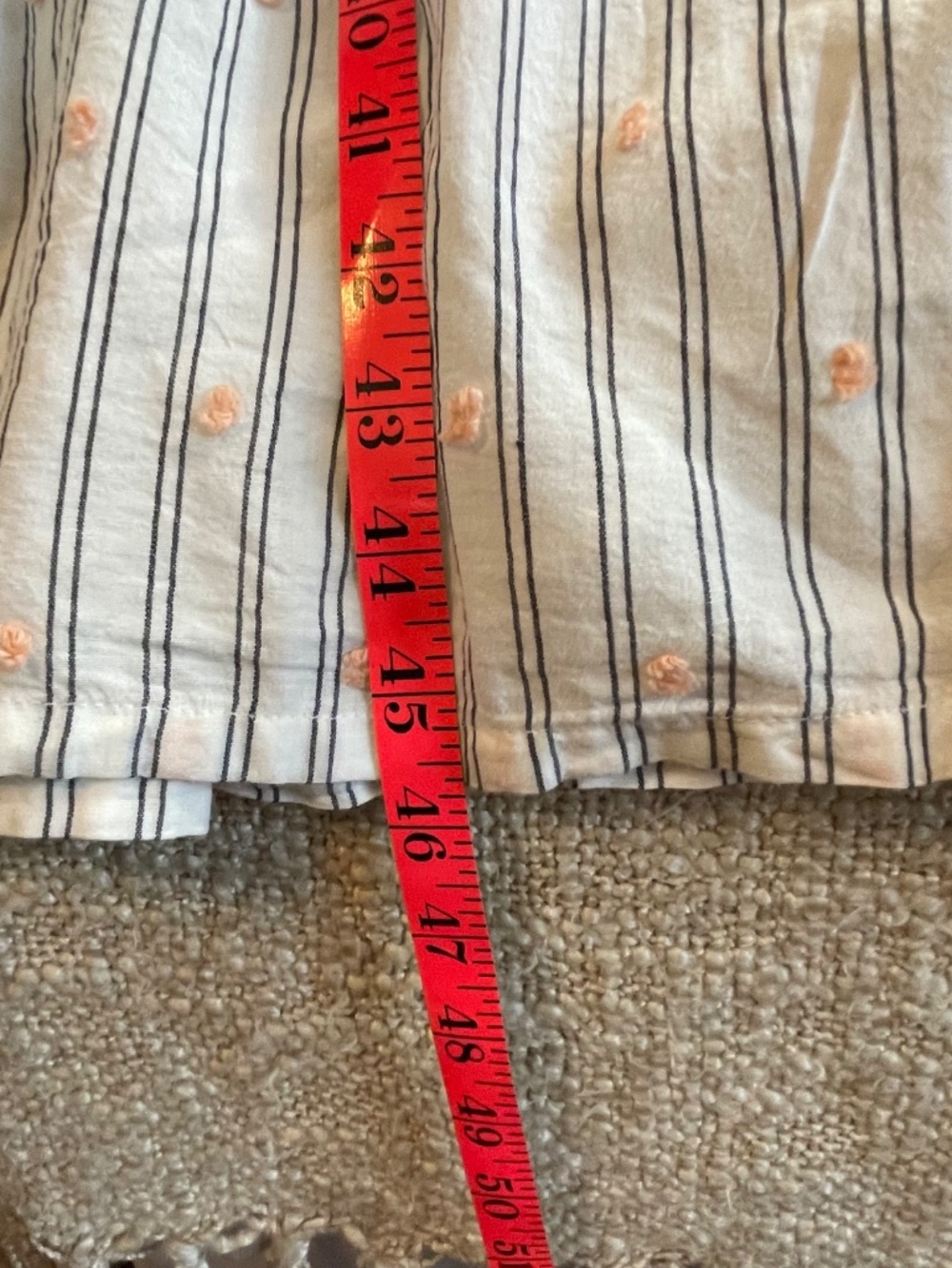 LOFT Striped Peach Clip Dot Smocked Tiered Midi Dress with Pockets Size S - Picture 10 of 15